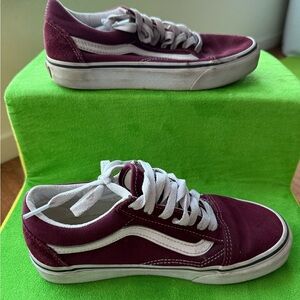 Vans Maroon and White Classic Sneakers